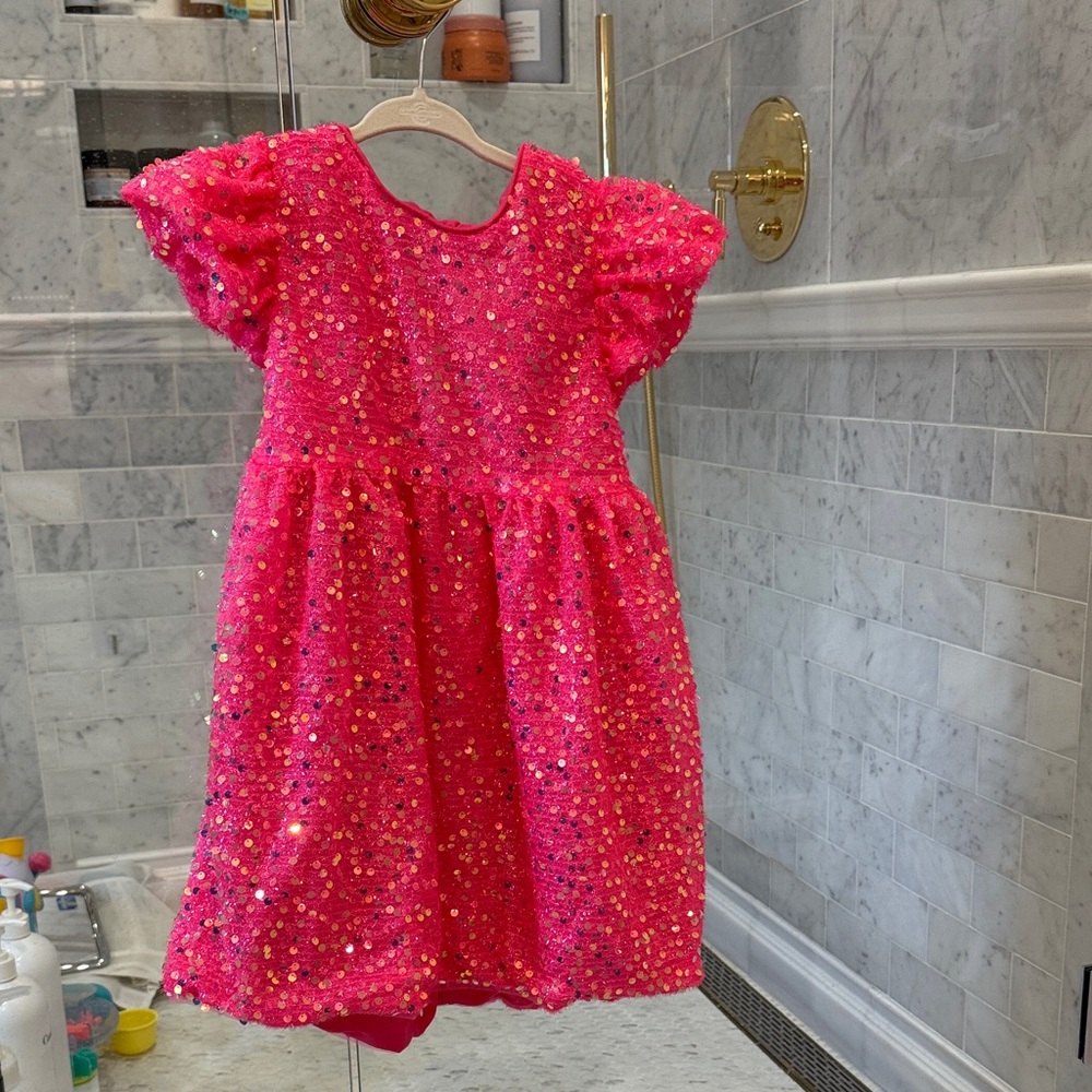 Lola and the Boys pink sequin girls dress 6